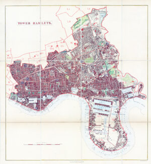 1877 Large London Map TOWER HAMLETS ISLE OF DOGS SHADWELL STEPNEY SPITALFIELDS