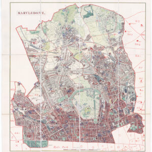 1877 Large antique London Map of MARYLEBONE HAMPSTEAD PADDINGTON ST JOHNS WOOD