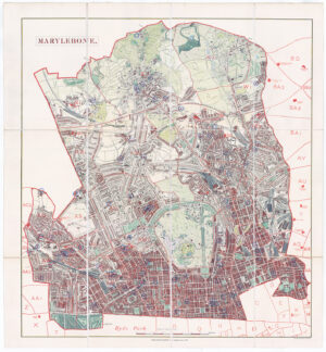 1877 Large antique London Map of MARYLEBONE HAMPSTEAD PADDINGTON ST JOHNS WOOD