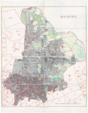 1877 Large antique London Map of HACKNEY Clapton Hoxton Dalston Bethnal Green