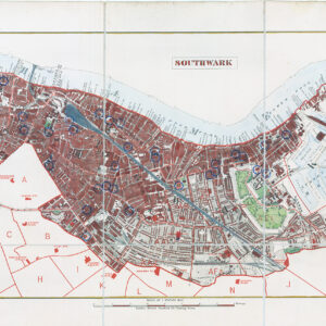 1877 Folding Antique London Map SOUTHWARK BOROUGH BERMONDSEY SURREY DOCKS