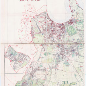1877 Large London Antique Map EAST GREENWICH DEPTFORD BLACKHEATH LEWISHAM