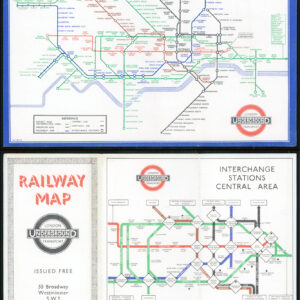 1938 Original Vintage London Underground Tube Map No 1 Harry Beck (LM10/7-8)