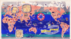 1954 Original Vintage Pictorial Map of Europe Asia by JANNOT Chocolat Menier