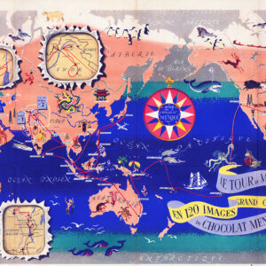 1954 Original Vintage Pictorial Map of Europe Asia by JANNOT Chocolat Menier