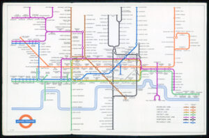 1954 Original Vintage LONDON TRANSPORT RAILWAYS Underground Map Beck (LM10/1-2)