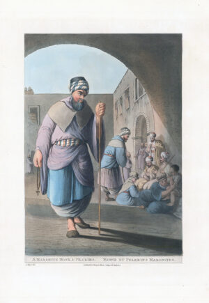 1804 Antique Aquatint A MARONITE MONK PILGRIMS Jerusalem Palestine Mayer (VP21)
