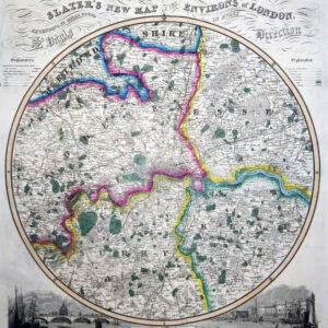 1839 Original Antique Map - SLATER'S NEW MAP ENVIRONS OF LONDON Pigot (LM19)