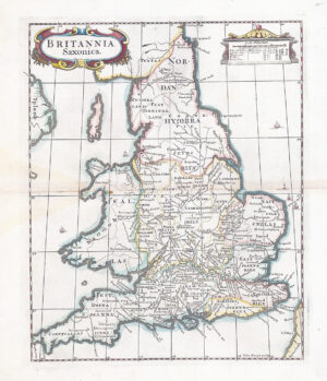 1695 BRITANNIA SAXONICA Saxon England Wales Antique Map 1st Issue Morden (LM30)