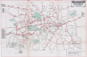 1916 Rare original WW1 UNDERGROUND MAP OF LONDON MOTOR BUS CONNECTIONS