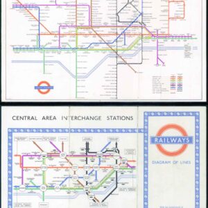 1949 Original LONDON TRANSPORT RAILWAYS Underground Map Harry Beck (LTM5/3-4)