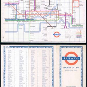 1955 Original Vintage LONDON TRANSPORT RAILWAYS Underground Map Beck (LTM5/1-2)