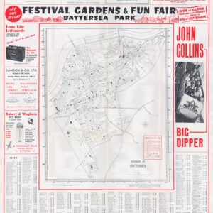 c1955 Vintage Wall Map of BATTERSEA OFFICIAL STREET PLAN BECK UNDERGROUND (LM53)