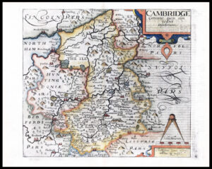 1607 - RARE 1st Edition Antique Map CAMBRIDGESHIRE by Saxton Kip/Hole
