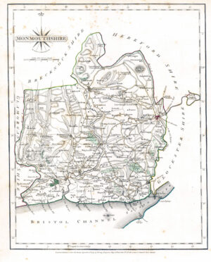 1787 Original Antique Map of MONMOUTHSHIRE Wales by John Cary (CSM5/21)