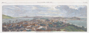 1869 Fine original Antique Panoramic Print TOWN & PORT OF MACAO CHINA (M3)