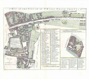 1755 Engraved plan map PARISH OF ST MARY WHITECHAPEL by Stow (GSM45)