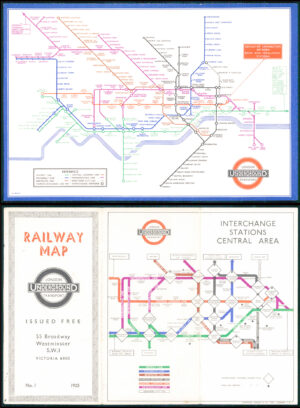 1935 Original Vintage LONDON UNDERGROUND RAILWAY MAP No 1 Harry Beck (LTM11/12)