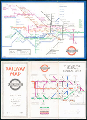 1937 Original Vintage LONDON UNDERGROUND TUBE MAP Harry Beck No 1 (LTM5/6)