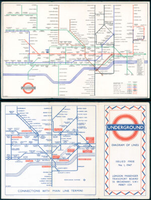 1947 Original LONDON UNDERGROUND MAP Diagram of Lines Harry Beck (LTM7/8)