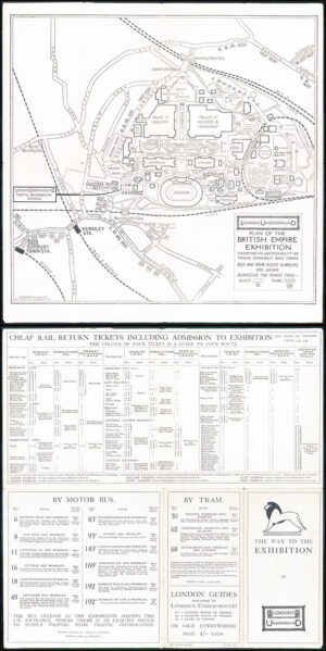 1925 LONDON UNDERGROUND PLAN MAP Transport British Empire Exhibition (LTM14)