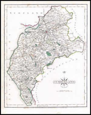 1787 Original Antique Map of CUMBERLAND by John Cary (CSM4/7)