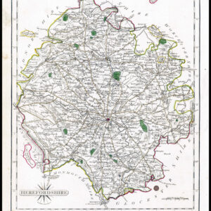 1787 Original Antique Map of HEREFORDSHIRE by John Cary (CSM4/14)
