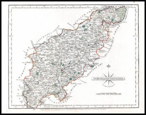 1787 Original Antique Map of NORTHAMPTONSHIRE by John Cary (CSM5/23)