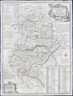 c1762 AN ACCURATE MAP OF THE COUNTY OF BEDFORD Bedfordshire by Bowen (LM53)