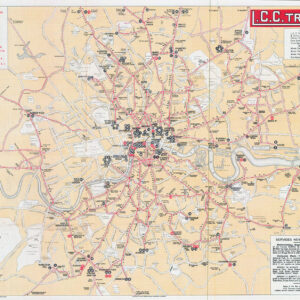 1923 Scarce Early L.C.C. TRAMS London County Council Transport Map Tram Lines (LM53)