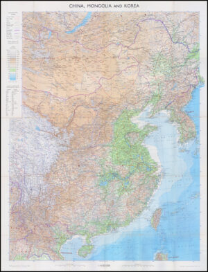 1950s Large original Vintage Folding Map CHINA MONGOLIA KOREA COREA (LM53)