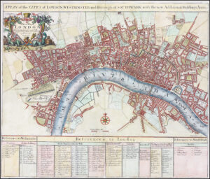 1720 A PLAN OF THE CITY OF LONDON WESTMINSTER SOUTHWARK Senex Map