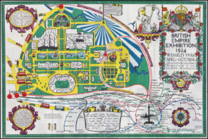 1924 Original Antique BRITISH EMPIRE EXHIBITION Wembley MAP by Kennedy North