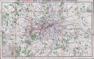 1904 Original Antique METROPOLITAN DISTRICT RAILWAY MAP Greater London