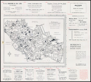 1950s A fine vintage folding Map THE BOROUGH OF FINSBURY London Islington