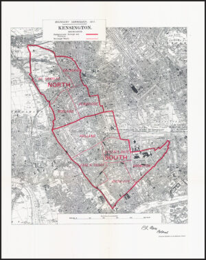 1917 Antique Map KENSINGTON Boundary Commission London Holland Park Earls Court