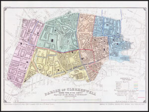 1865 PARISH OF CLERKENWELL LONDON Original Antique Map by James Wyld