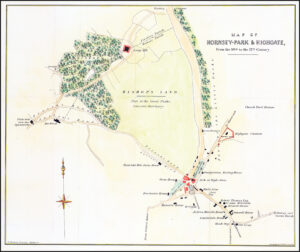 1842 Antique Map PLAN OF HORNSEY-PARK & HIGHGATE London George Prickett