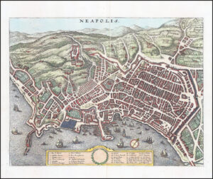 1640 NEAPOLIS Naples Napoli Italy Original Antique City Plan by Merian (LM56)