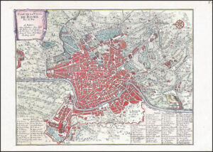 1705 PLAN DE LA VILLE DDE ROME Par de Fer Antique City Plan Italy (LM56)