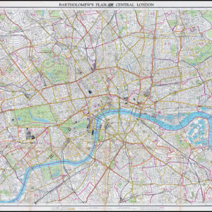 1920s Large Antique Map BARTHOLOMEWS PLAN OF CENTRAL LONDON