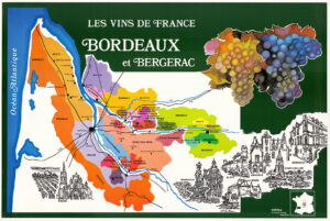 1975 LES VINS DE FRANCE Sud-Ouest BORDEAUX BERGERAC French WINE MAP