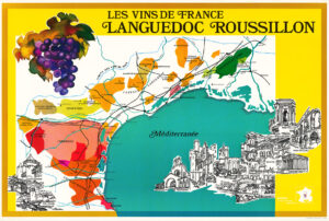1975  LES VINS DE FRANCE LANGUEDOC ROUSSILLON French WINE MAP
