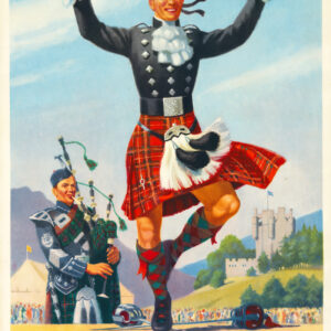 1960 Original HIGHLAND GAMES SEE SCOTLAND BY TRAIN Poster Cattermole