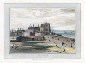 1823 Original antique aquatint DEAL CASTLE Kent by William Daniell