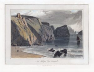 1823 Original antique aquatint MULLYAN MULLION COVE Lizard Cornwall Daniell