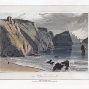 1823 Original antique aquatint MULLYAN MULLION COVE Lizard Cornwall Daniell