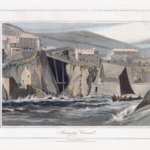 1823 Original Antique Aquatint MEVAGISSY Mervagissey CORNWALL by Daniell