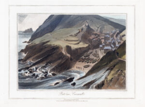 1823 Original antique aquatint PORT LOOE CORNWALL by William Daniell