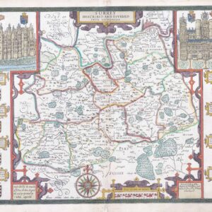1676 SURREY DESCRIBED AND DIVIDED  John Speed Map Bassett Chiswell (LM21-6/7)